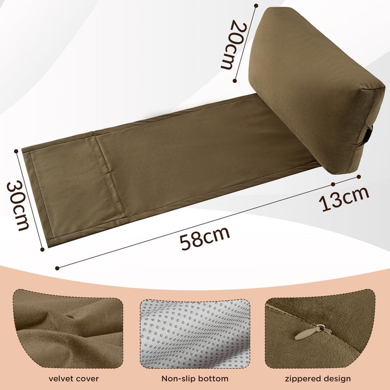 SofGlowly Head Recliner Pillow Adjustable Shredded Memory Foam Headrest Pillow for Recliners,Non-Slip Velvet Cushion for Pain Relief Neck Support Pillow for Travel Home Recliner Sofa Armchair (Brown) - Image 4